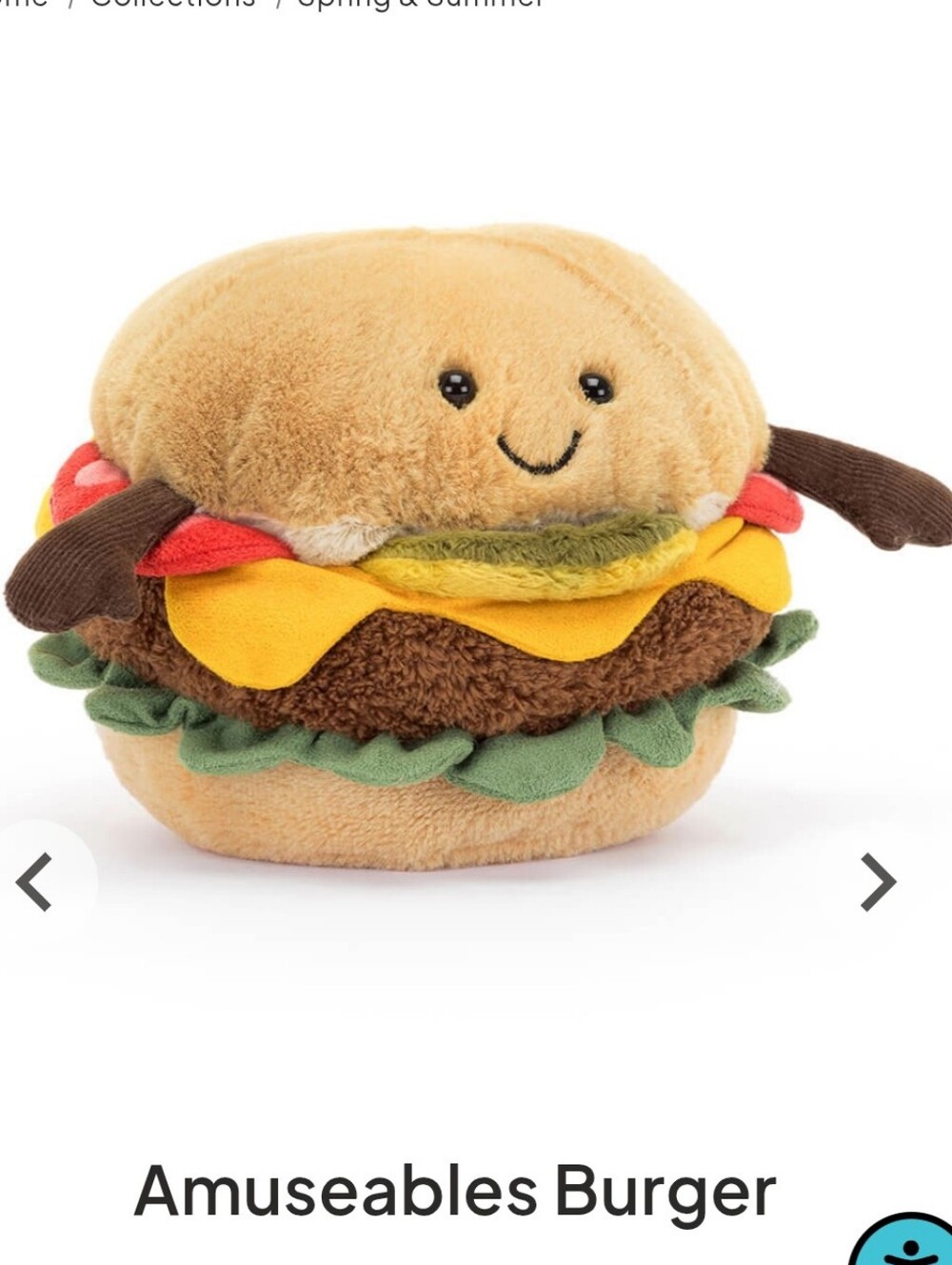NWT! Jellycat Amuseable Burger Stuffed Toy